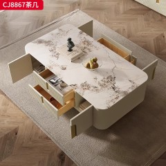 千匠一品 意式轻奢风格 岩板+环保中纤板+不锈钢脚架 时尚简约茶几 电视柜CJ8867-J