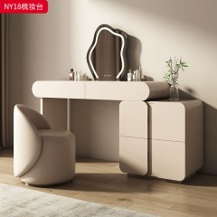 千匠一品 法式奶油风格 E1级环保中纤板+烤漆+松木抽屉 时尚优雅梳妆台NY18-L