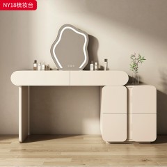千匠一品 法式奶油风格 E1级环保中纤板+烤漆+松木抽屉 时尚优雅梳妆台NY18-L