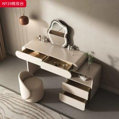 千匠一品 法式奶油风格 E1级环保中纤板+烤漆+松木抽屉 时尚优雅梳妆台NY19-L