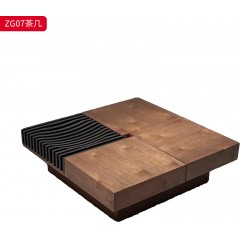 千匠一品 意式极简风格 环保中纤板+胡桃木皮饰面 时尚优雅茶几ZG07-L