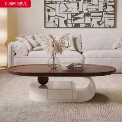 千匠一品 中古风格 环保中纤板贴胡桃木皮+烤漆工艺 时尚优雅茶几CJ8890-J