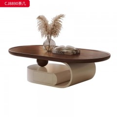 千匠一品 中古风格 环保中纤板贴胡桃木皮+烤漆工艺 时尚优雅茶几CJ8890-J