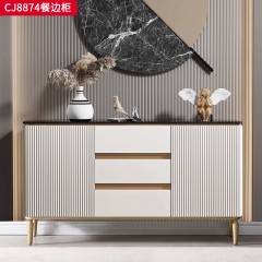 千匠一品 意式轻奢风格 岩板+环保中纤板+不锈钢脚架 时尚简约餐边柜CJ8874-J