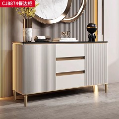 千匠一品 意式轻奢风格 岩板+环保中纤板+不锈钢脚架 时尚简约餐边柜CJ8874-J