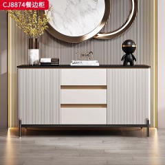 千匠一品 意式轻奢风格 岩板+环保中纤板+不锈钢脚架 时尚简约餐边柜CJ8874-J