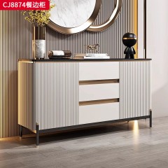 千匠一品 意式轻奢风格 岩板+环保中纤板+不锈钢脚架 时尚简约餐边柜CJ8874-J