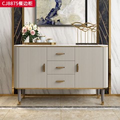 千匠一品 意式轻奢风格 岩板+环保中纤板+不锈钢镀金 时尚简约餐边柜CJ8875-J