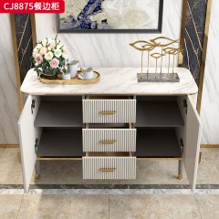 千匠一品 意式轻奢风格 岩板+环保中纤板+不锈钢镀金 时尚简约餐边柜CJ8875-J