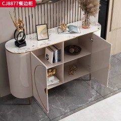 千匠一品 意式轻奢风格 岩板+环保中纤板+不锈钢镀金 时尚简约餐边柜CJ8877-J