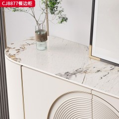 千匠一品 意式轻奢风格 岩板+环保中纤板+不锈钢镀金 时尚简约餐边柜CJ8877-J