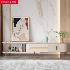 千匠一品 意式轻奢风格 岩板+环保中纤板+不锈钢镀金 时尚简约茶几组合 电视柜CJ8880-J
