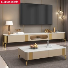 千匠一品 意式轻奢风格 岩板+环保中纤板+松木抽屉+不锈钢脚架 时尚简约电视柜CJ8884-J