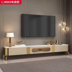 千匠一品 意式轻奢风格 岩板+环保中纤板+松木抽屉+不锈钢脚架 时尚简约电视柜CJ8884-J