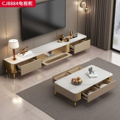千匠一品 意式轻奢风格 岩板+环保中纤板+松木抽屉+不锈钢脚架 时尚简约电视柜CJ8884-J