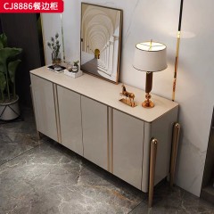 千匠一品 意式轻奢风格 岩板+环保中纤板+不锈钢脚架 时尚简约餐边柜CJ8886-J