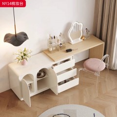 千匠一品 法式奶油风格 E1级环保中纤板+烤漆+松木抽屉 时尚优雅梳妆台NY14-L