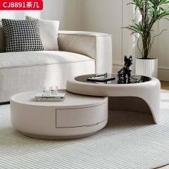千匠一品 法式奶油风格 环保中纤板+烤漆工艺 时尚优雅茶几CJ8891-J