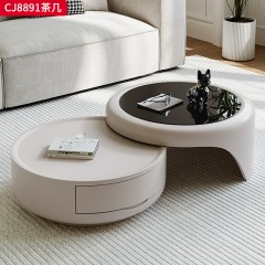 千匠一品 法式奶油风格 环保中纤板+烤漆工艺 时尚优雅茶几CJ8891-J