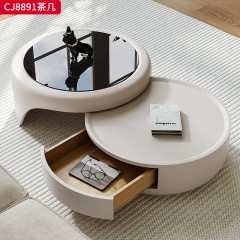 千匠一品 法式奶油风格 环保中纤板+烤漆工艺 时尚优雅茶几CJ8891-J