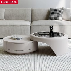 千匠一品 法式奶油风格 环保中纤板+烤漆工艺 时尚优雅茶几CJ8891-J
