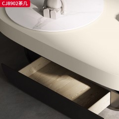 千匠一品 法式奶油风格 岩板+环保中纤板+烤漆工艺 时尚优雅茶几CJ8902-J
