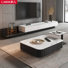 千匠一品 意式极简风格 岩板+环保中纤板+碳素钢脚架 时尚优雅茶几CJ8896-L