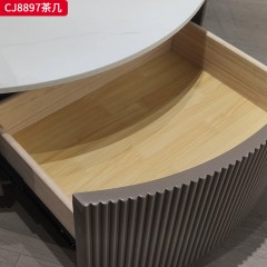 千匠一品 意式极简风格 岩板+环保中纤板+钢化玻璃+碳素钢脚架 时尚优雅茶几CJ8897-L