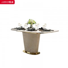 千匠一品 意式轻奢风格 岩板+不锈钢钛金封釉 时尚优雅餐桌JJ0919-L