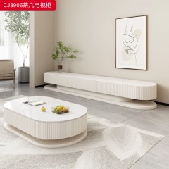 千匠一品 法式奶油风格 环保中纤板+烤漆工艺 时尚优雅茶几 电视柜CJ8906-J