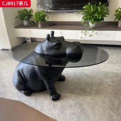 千匠一品 意式极简风格 钢化玻璃+玻璃钢 时尚简约茶几CJ8917-J