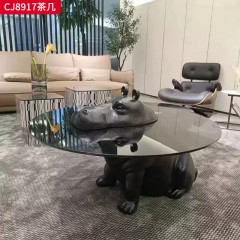 千匠一品 意式极简风格 钢化玻璃+玻璃钢 时尚简约茶几CJ8917-J