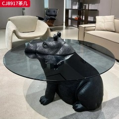 千匠一品 意式极简风格 钢化玻璃+玻璃钢 时尚简约茶几CJ8917-J
