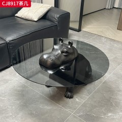 千匠一品 意式极简风格 钢化玻璃+玻璃钢 时尚简约茶几CJ8917-J
