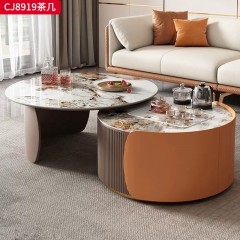 千匠一品 意式极简风格 岩板+环保中纤板+烤漆工艺 时尚简约茶几组合CJ8919-J