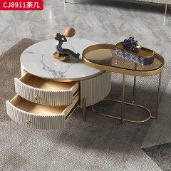 千匠一品 现代轻奢风格 岩板+环保中纤板+不锈钢脚架 时尚简约茶几 电视柜CJ8911-J