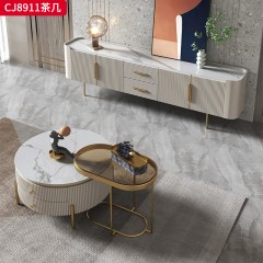 千匠一品 现代轻奢风格 岩板+环保中纤板+不锈钢脚架 时尚简约茶几 电视柜CJ8911-J