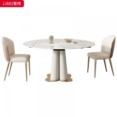 千匠一品 意式轻奢风格 PU皮+高密度海绵+不锈钢 时尚优雅餐椅JJ882-L