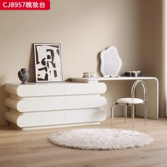 千匠一品 法式奶油风格 环保中纤板+烤漆工艺 时尚优雅妆台妆凳妆镜CJ8957-J