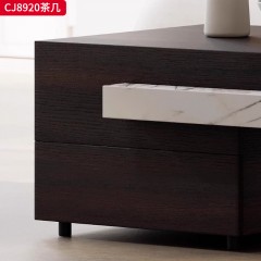 千匠一品 意式极简风格 岩板+环保中纤板贴木皮+烤漆工艺+亚克力 时尚简约茶几CJ8920-J