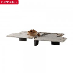 千匠一品 意式极简风格 岩板+碳素钢脚架 时尚简约茶几CJ8952-J