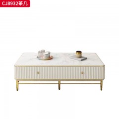 千匠一品 意式轻奢风格 岩板+环保中纤板+不锈钢脚架 时尚优雅茶几 电视柜 边柜CJ8932-J