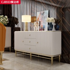 千匠一品 意式轻奢风格 岩板+环保中纤板+不锈钢脚架 时尚优雅餐边柜CJ8933-J