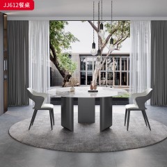 千匠一品 意式极简风格 岩板+不锈钢黑钛 时尚优雅餐桌JJ612-L