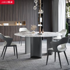 千匠一品 意式极简风格 岩板+不锈钢黑钛 时尚优雅餐桌JJ612-L