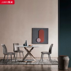 千匠一品 意式轻奢风格 岩板+不锈钢+实木多层板 时尚优雅餐桌JJ601-L
