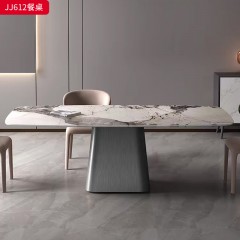 千匠一品 意式轻奢风格 岩板+不锈钢底座 时尚优雅餐桌JJ609-L