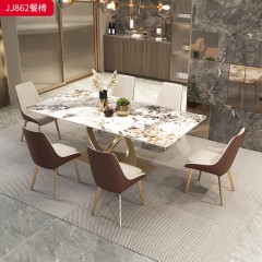千匠一品 意式轻奢风格 PU皮+高密度海绵+不锈钢 时尚优雅餐椅JJ862-L