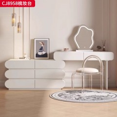 千匠一品 法式奶油风格 环保中纤板+烤漆工艺 时尚优雅梳妆台CJ8958-L