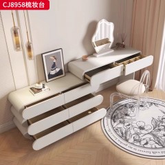 千匠一品 法式奶油风格 环保中纤板+烤漆工艺 时尚优雅梳妆台CJ8958-L